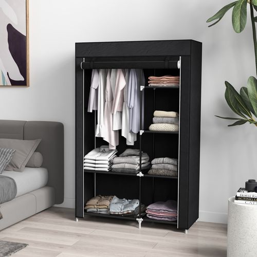 Armoire Penderie Multi-rangement - 6 étagères, 1 Barre - Non Tissé