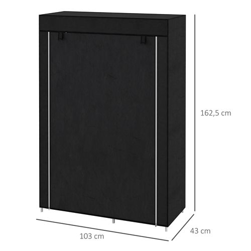 Armoire Penderie Multi-rangement - 6 étagères, 1 Barre - Non Tissé