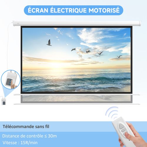 Ecran De Projection Motorisé 16:9 120 Pouces 4k HD Avec Télécommande