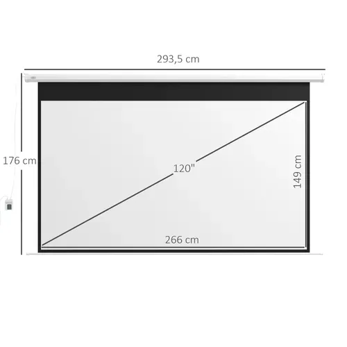 Ecran De Projection Motorisé 16:9 120 Pouces 4k HD Avec Télécommande