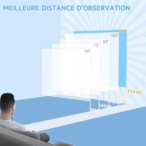 Ecran De Projection Motorisé 16:9 120 Pouces 4k HD Avec Télécommande