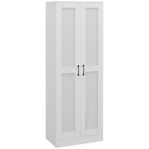 Armoire 2 Portes 4 étagères Poignées Métal Noir