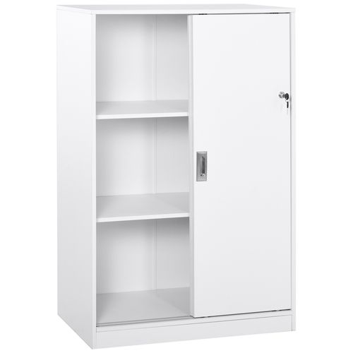 Armoire De Bureau 2 Portes Coulissantes Verrouillables 2 Étagères