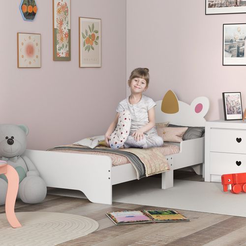 Lit Enfant Design Licorne - Sommier à Lattes Inclus - Rose