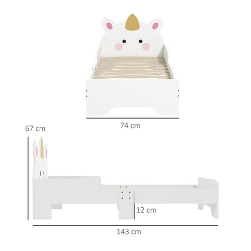 Lit Enfant Design Licorne - Sommier à Lattes Inclus - Rose