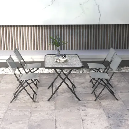 Ensemble Salon De Jardin 5 Pièces Pliables 4 Chaises Et Table