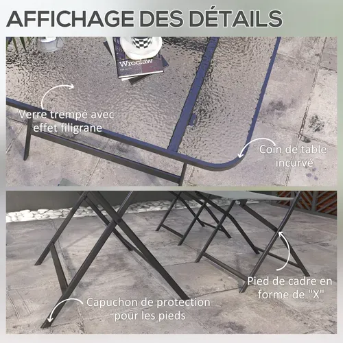 Ensemble Salon De Jardin 5 Pièces Pliables 4 Chaises Et Table