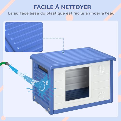 Niche Pour Chien Design - Dim. 60l X 42l X 40hcm - Pe Bleu Blanc