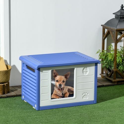 Niche Pour Chien Design - Dim. 60l X 42l X 40hcm - Pe Bleu Blanc