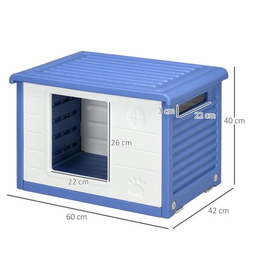 Niche Pour Chien Design - Dim. 60l X 42l X 40hcm - Pe Bleu Blanc