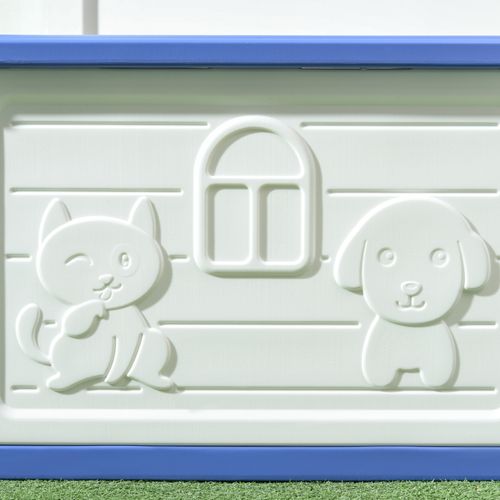 Niche Pour Chien Design - Dim. 60l X 42l X 40hcm - Pe Bleu Blanc