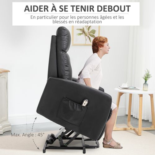 Fauteuil De Relaxation électrique Releveur Réglable Pu Noir