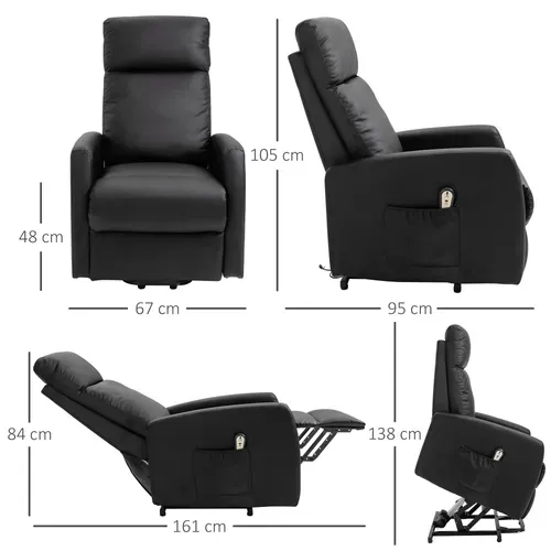 Fauteuil De Relaxation électrique Releveur Réglable Pu Noir