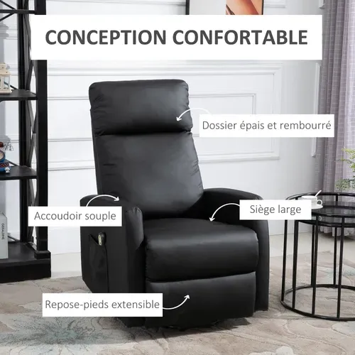 Fauteuil De Relaxation électrique Releveur Réglable Pu Noir