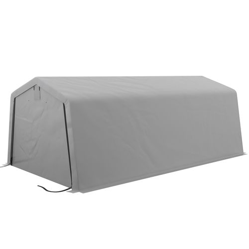 Tente Garage Carport 6x3.3m Acier Galvanisé Pe Haute Densité Gris