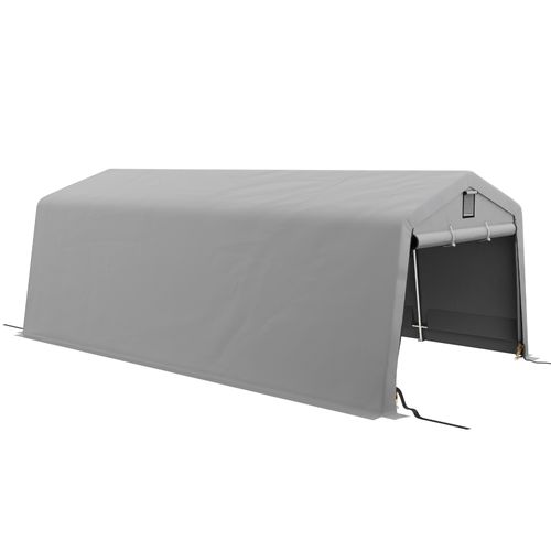 Tente Garage Carport 6x3.3m Acier Galvanisé Pe Haute Densité Gris