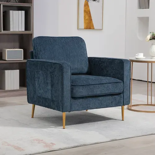 Fauteuil Style Art Déco Piètement Métal Doré Tissu