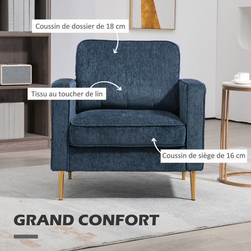 Fauteuil Style Art Déco Piètement Métal Doré Tissu