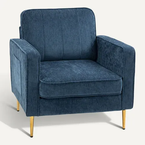 Fauteuil Style Art Déco Piètement Métal Doré Tissu