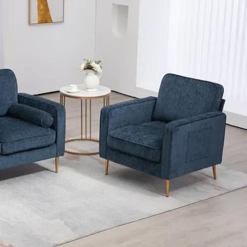 Fauteuil Style Art Déco Piètement Métal Doré Tissu