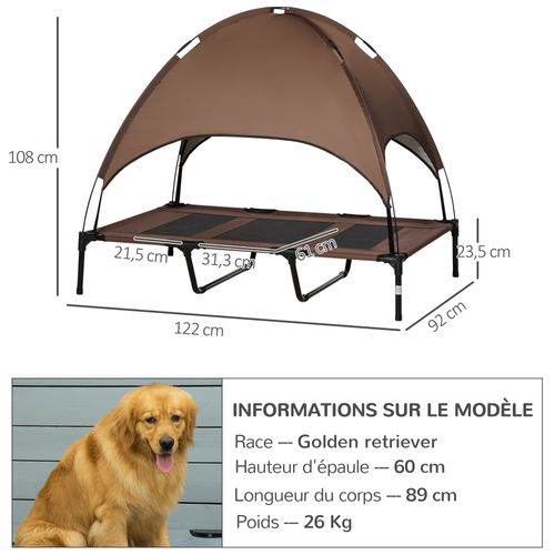 Lit XXL Pour Chien Chat Sur Pied + Parasol + Sac De Transport