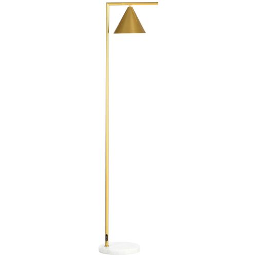 Lampadaire Sur Pied Salon 40w Acier Doré Abat-jour Conique Orientable Base Marbre
