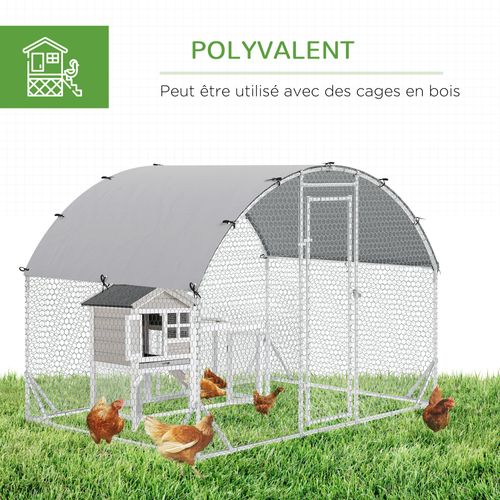 Enclos Poulailler Chenil Couvert 5,32 M² - Acier Galvanisé
