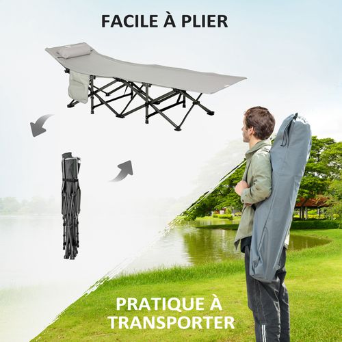 Lit De Camp Lit D'appoint Pliable Avec Sac Matelas Oxford Métal