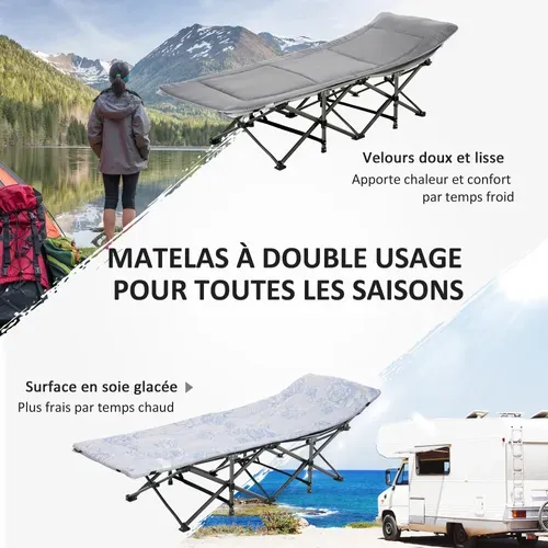 Lit De Camp Lit D'appoint Pliable Avec Sac Matelas Oxford Métal