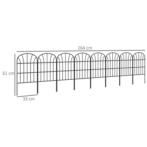 Lot De 8 Clôtures De Jardin Décoratives Avec Ornements Métal Noir