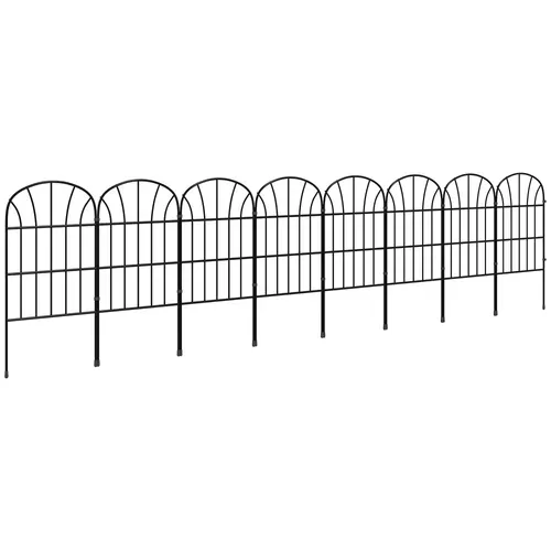 Lot De 8 Clôtures De Jardin Décoratives Avec Ornements Métal Noir
