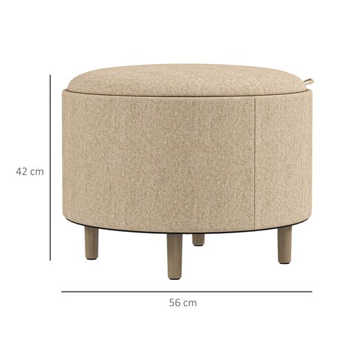 Pouf Repose-pied Tabouret Avec Coffre De Rangement Beige
