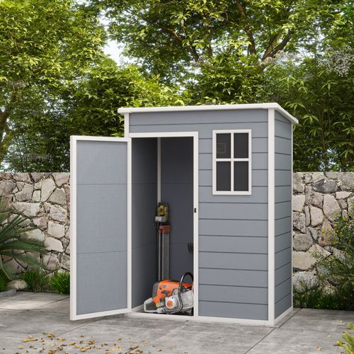 Abri De Jardin - Cabanon Porte Verrouillable, Fenêtre - Alu Pp Gris Blanc
