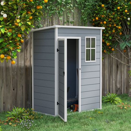 Abri De Jardin - Cabanon Porte Verrouillable, Fenêtre - Alu Pp Gris Blanc