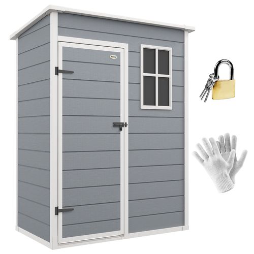 Abri De Jardin - Cabanon Porte Verrouillable, Fenêtre - Alu Pp Gris Blanc
