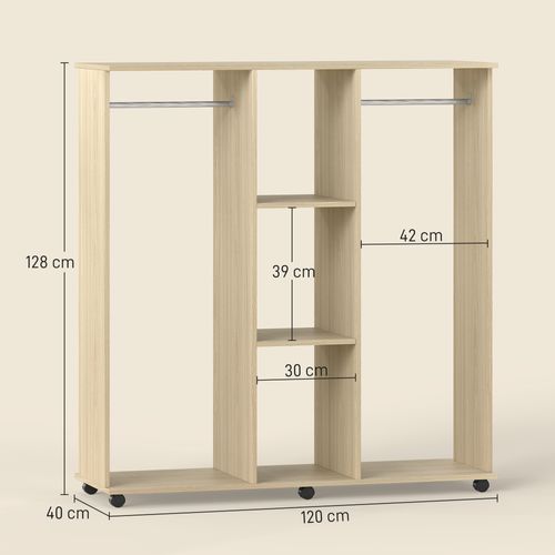 Armoire Penderie 120l X 40l X 128h Cm Aspect Bois