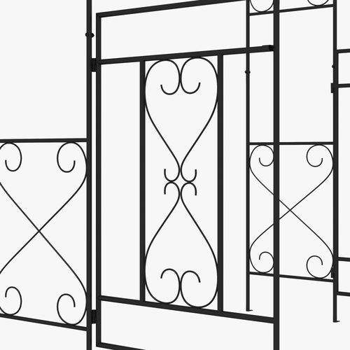Arche De Jardin Avec Portillon Treillis Style Fer Forgé Métal époxy Noir