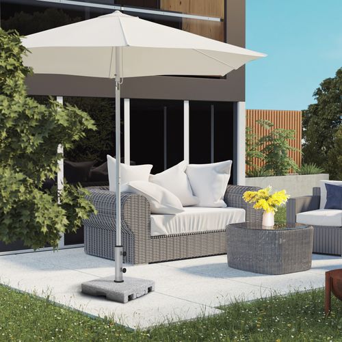 Pied De Parasol - Base De Lestage En Granite Carré 28 Kg 2 Roulettes Poignée