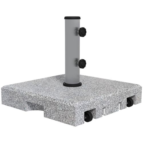 Pied De Parasol - Base De Lestage En Granite Carré 28 Kg 2 Roulettes Poignée