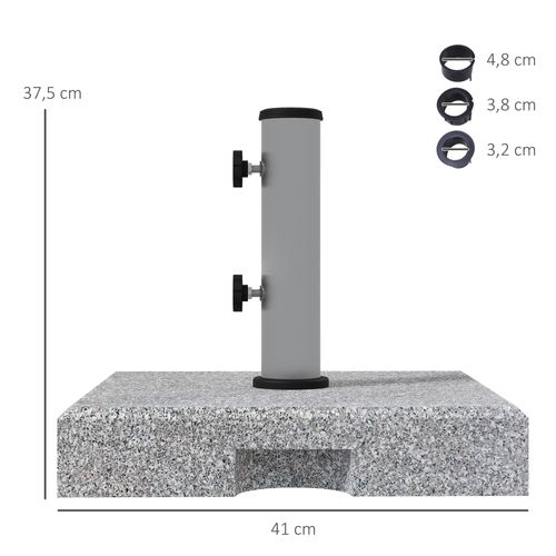 Pied De Parasol - Base De Lestage En Granite Carré 28 Kg 2 Roulettes Poignée