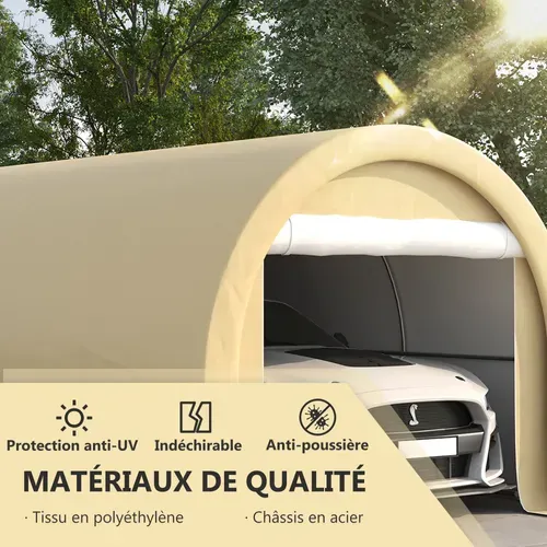 Tente Garage Carport 5x3m Acier Galvanisé Pe Haute Densité
