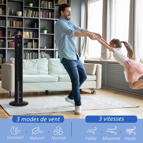 Ventilateur Colonne Tour Oscillant 45 W Télécommande