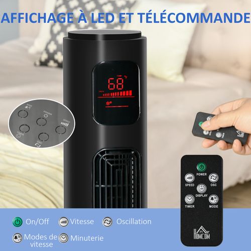 Ventilateur Colonne Tour Oscillant 45 W Télécommande