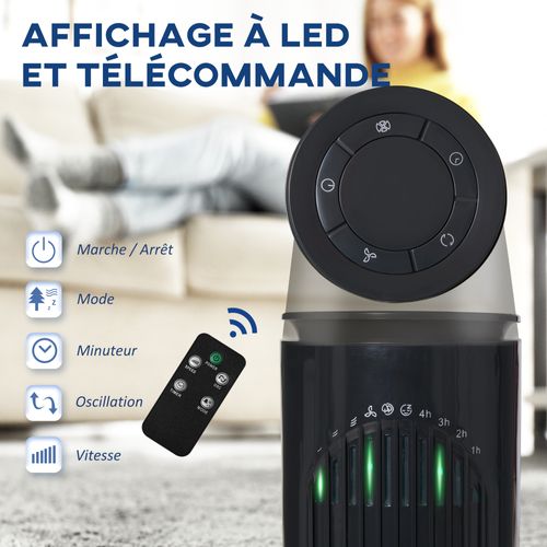 Ventilateur Colonne Tour Oscillant 45 W Avec Télécommande