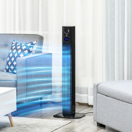 Ventilateur Colonne Tour Oscillant 45 W Télécommande Aromathérapie Noir