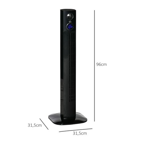 Ventilateur Colonne Tour Oscillant 45 W Télécommande Aromathérapie Noir