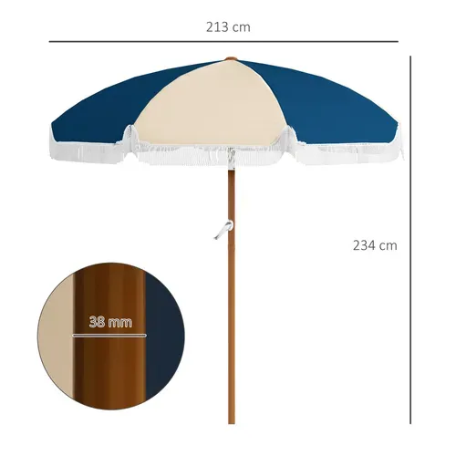 Parasol Inclinable De Jardin D. 213 Cm Style Vintage Franges