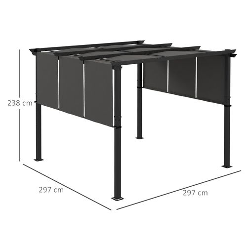 Pergola 3 Toiles Coulissantes - Dim. 2,97l X 2,97l X 2,38h M