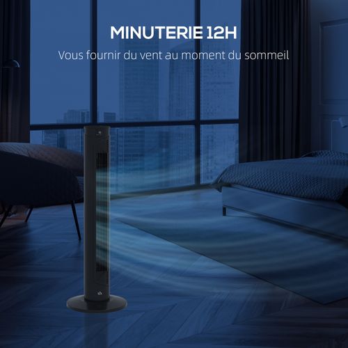 Ventilateur Colonne Tour Oscillant 45 W Télécommande Noir