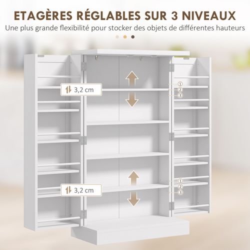 Armoire De Cuisine 2 Portes Total 14 étagères Mdf